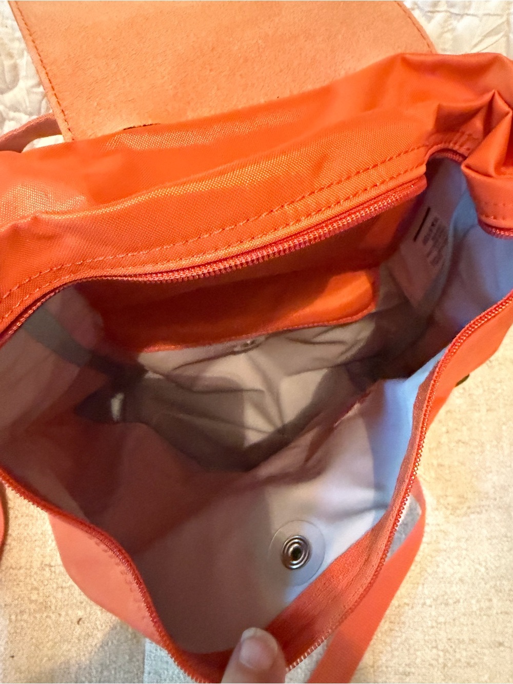 Longchamp Orange Le Pliage Recycled Canvas Backpack - Picture 12 of 12